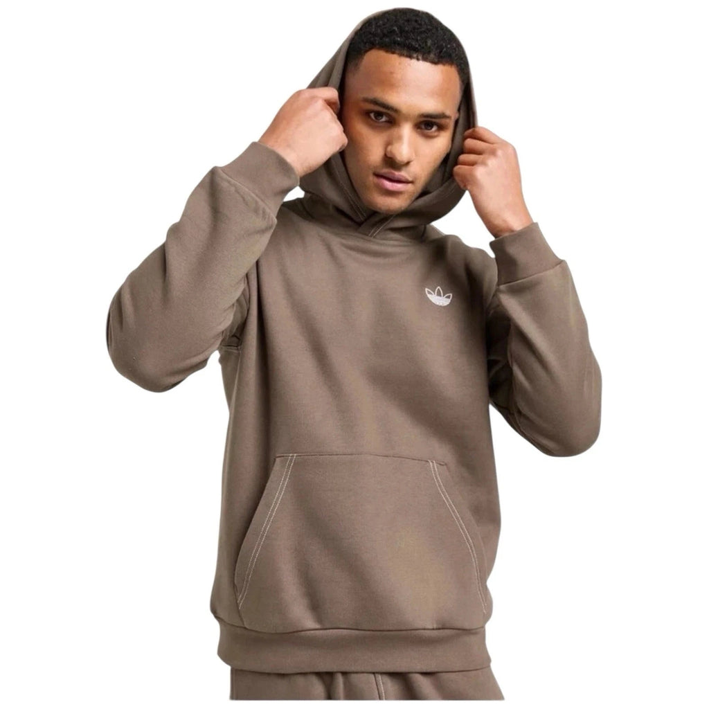 Adidas Originals Brown Trefoil Pullover Hoodie for Men