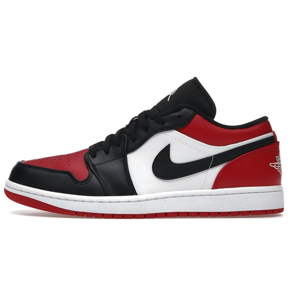 Air Jordan 1 Red Black Low Bred Toe Trainers