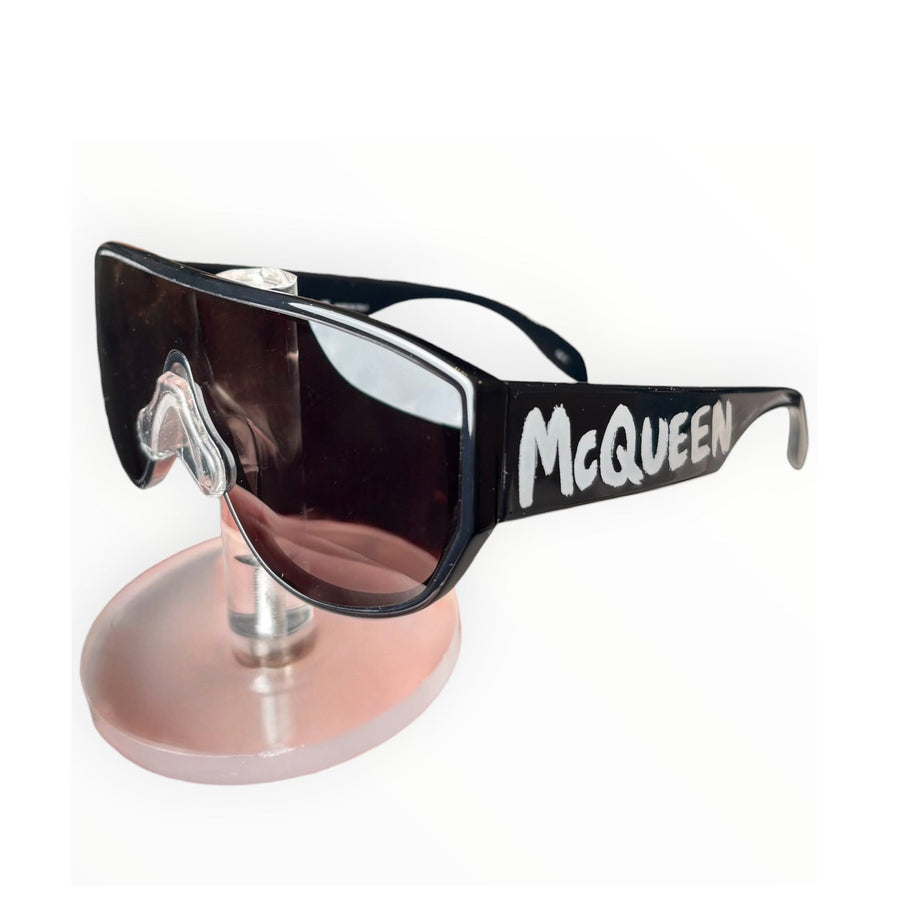 Alexander McQueen AM0386S Black Shield Sunglasses