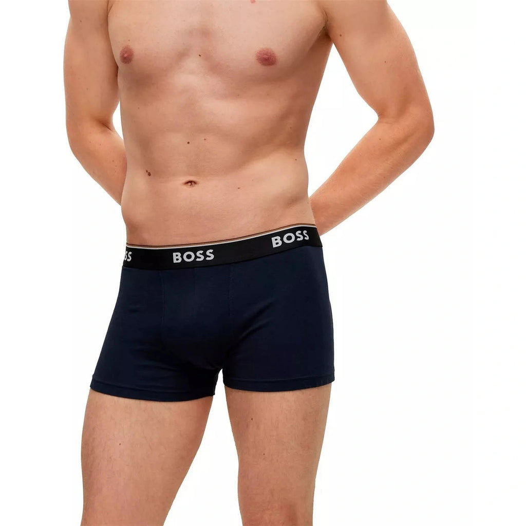 BOSS Men's Blue Stretch-Cotton Trunk Three-Pack