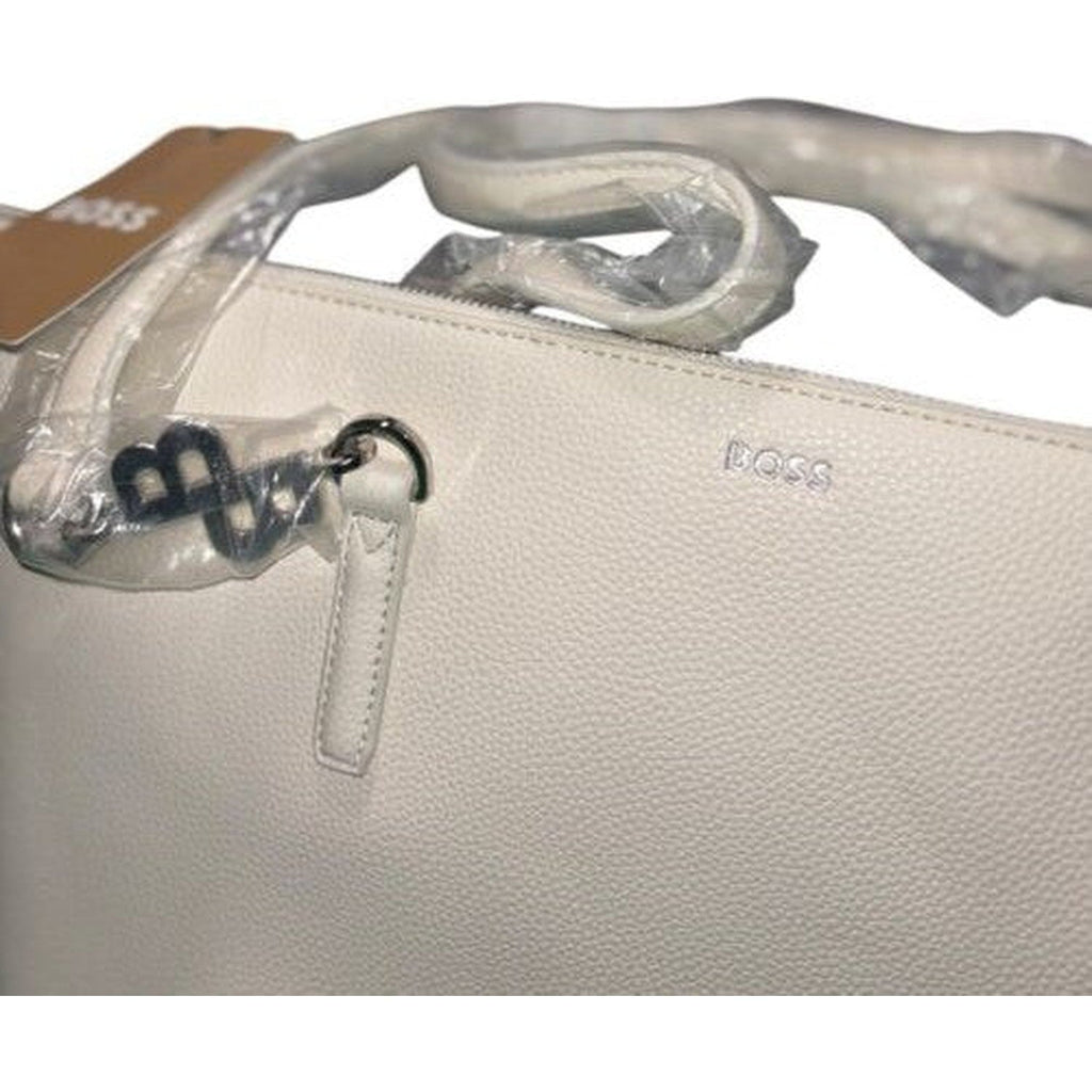 BOSS Women's White Leather Shopper Tote Bag