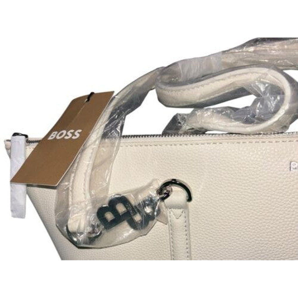 BOSS Women's White Leather Shopper Tote Bag