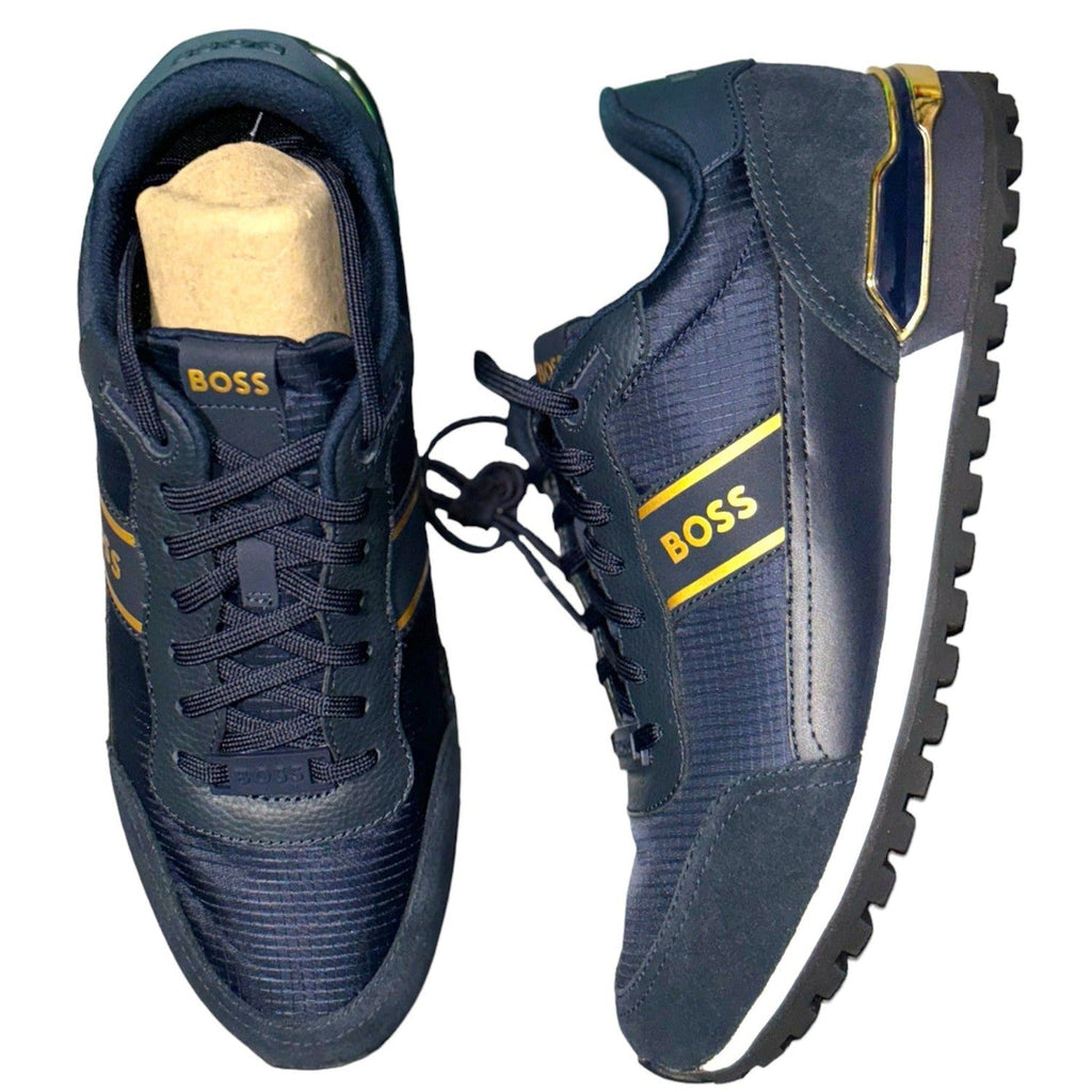 Boss parkour Run Navy Gold Trainers