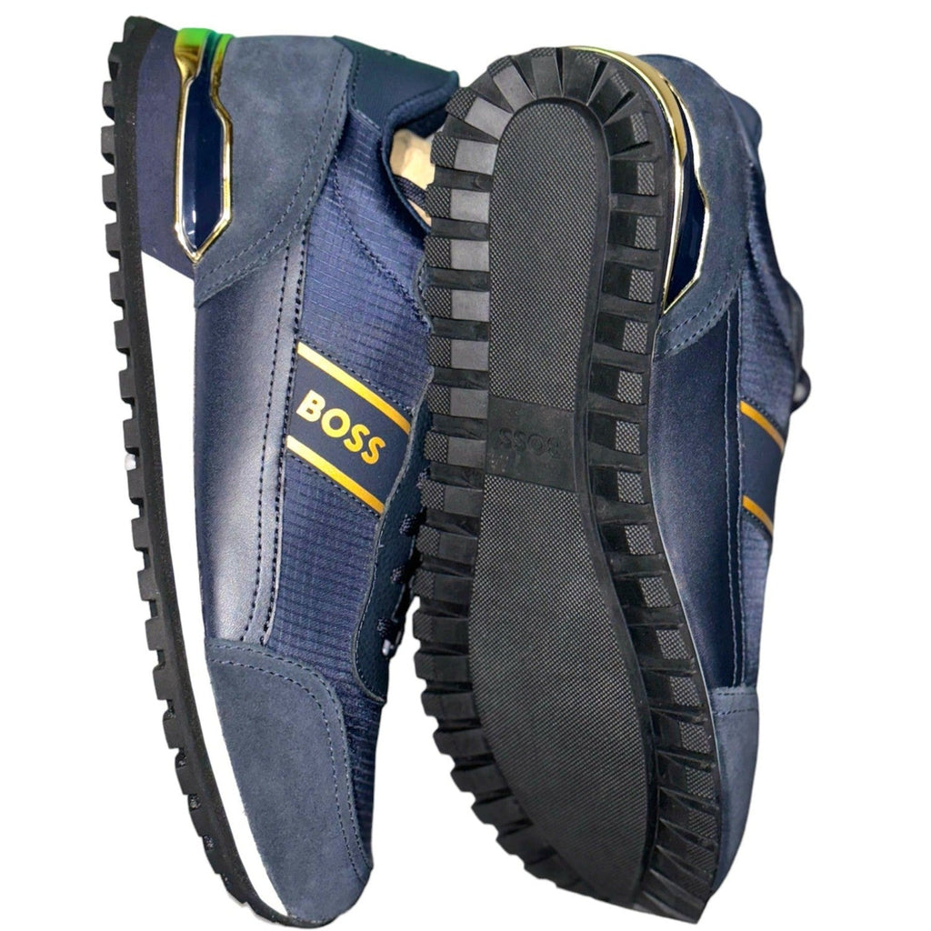 Boss parkour Run Navy Gold Trainers