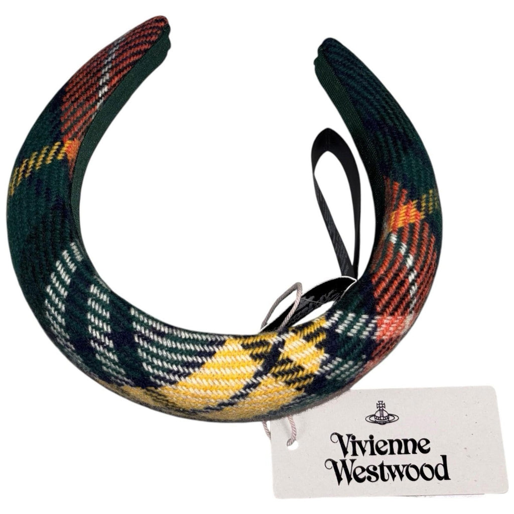 Vivienne Westwood Embroidered Orb Tartan Wool Headband