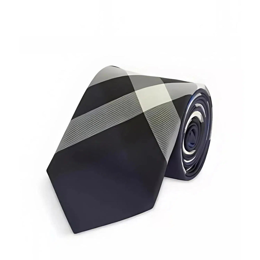 Burberry Manson Navy Check-Print Silk Tie