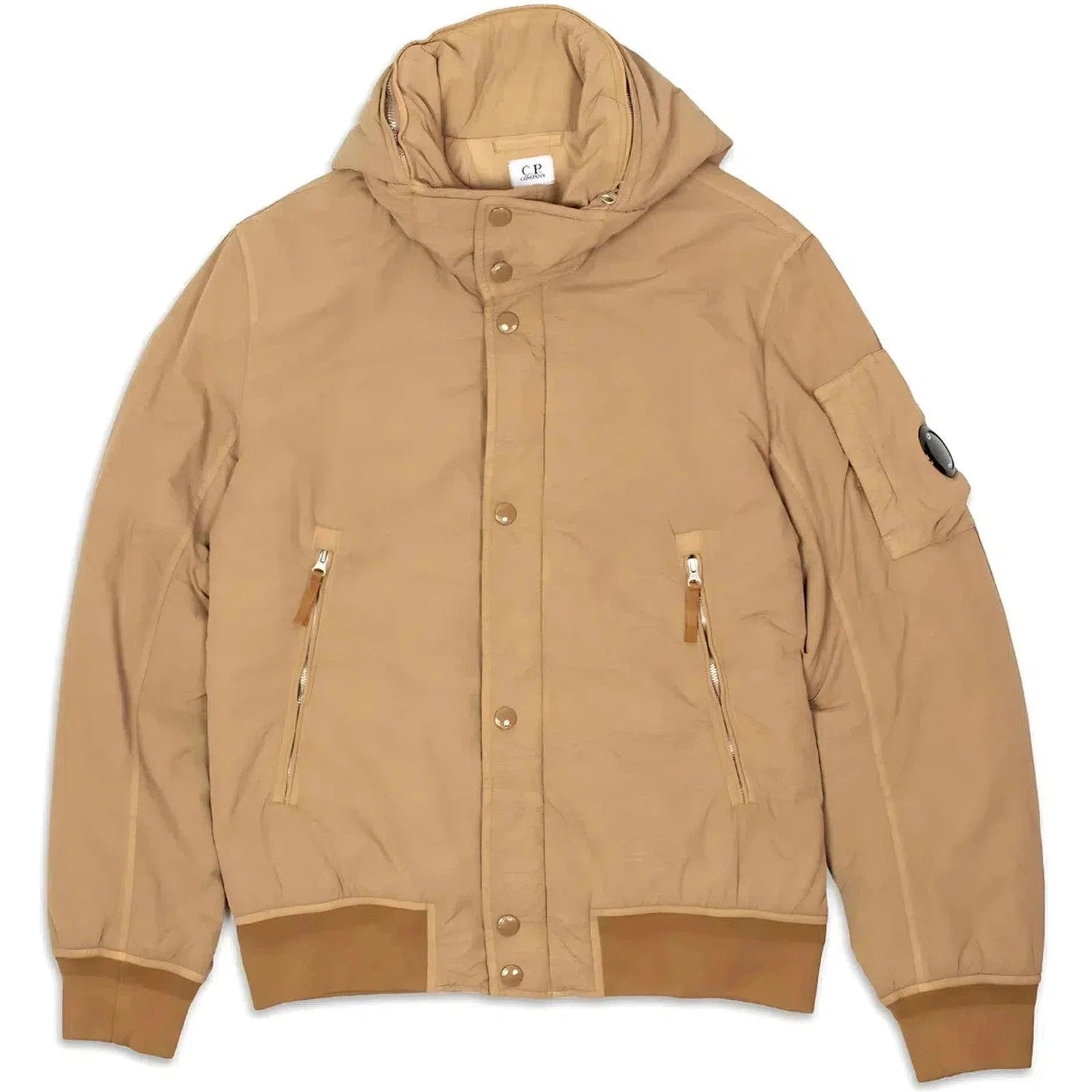 ジャケット・アウター C.P. COMPANY FLATT NYLON LENS BOMBER JKT C.P. Company | Flatt Nylon Padded Lens Jacket - Desert Sun