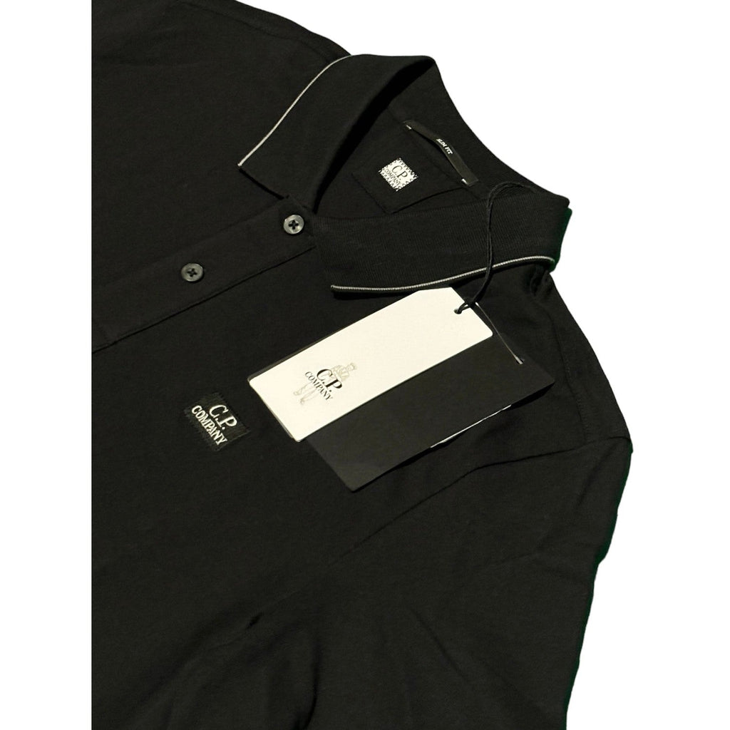 C.P. Company Men's Black Polo Shirt 'Piquet'