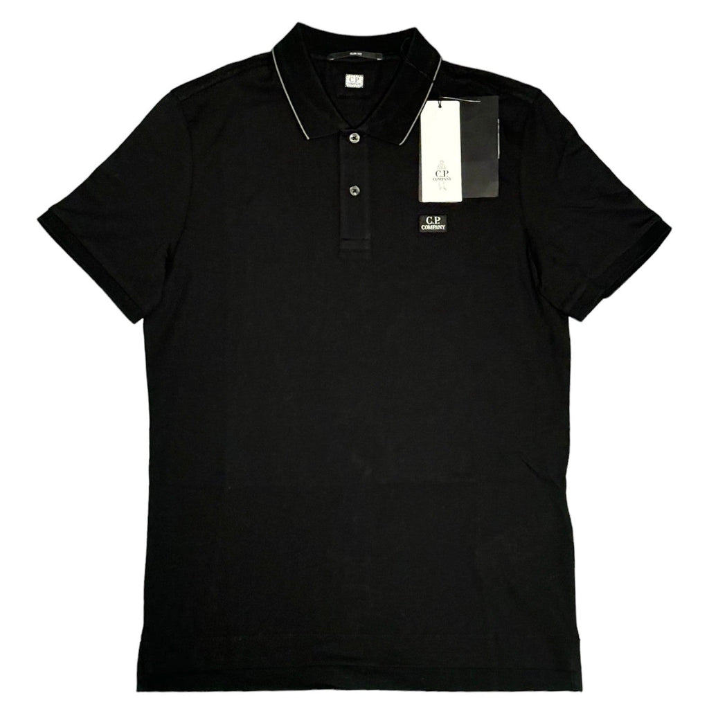 C.P. Company Men's Black Polo Shirt 'Piquet'