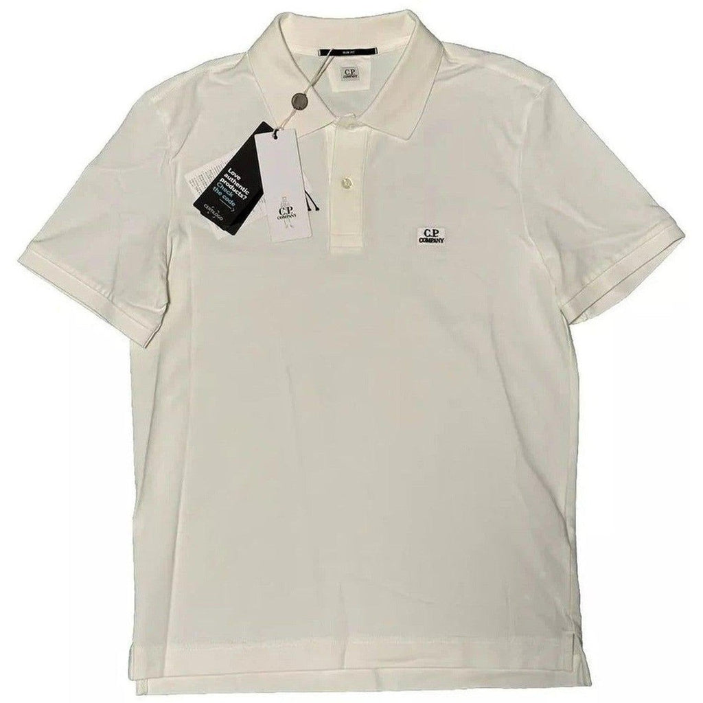 C.P. Company Men's White Polo Shirt 'Piquet'