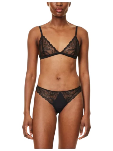 Calvin Klein Black Instinct Woven Triangle Bralette Thong Lingerie Set