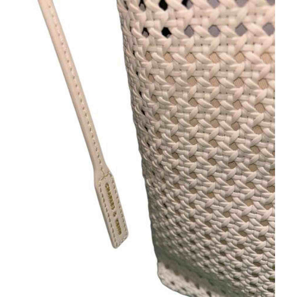 Charles Keith Cecily Woven Large Shoulder Bag - Cream Faux Leather