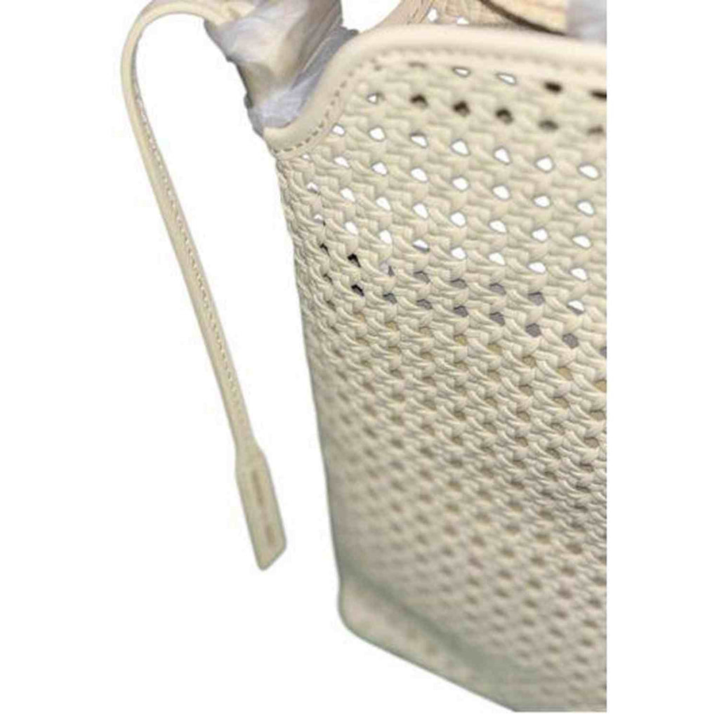 Charles Keith Cecily Woven Large Shoulder Bag - Cream Faux Leather