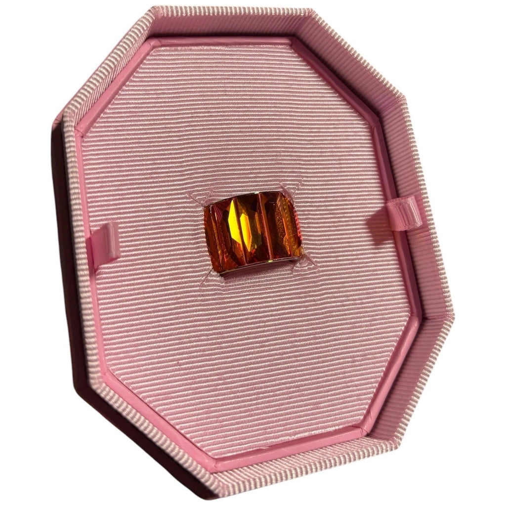 Swarovski Cocktail Ring Baguette Cut Pink Orange