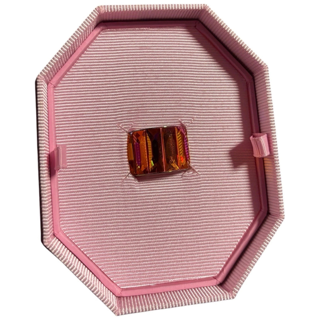 Swarovski Cocktail Ring Baguette Cut Pink Orange