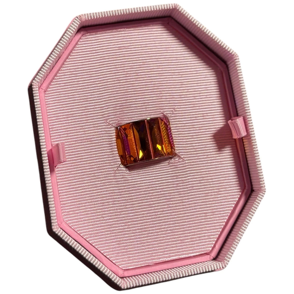 Swarovski Cocktail Ring Baguette Cut Pink Orange