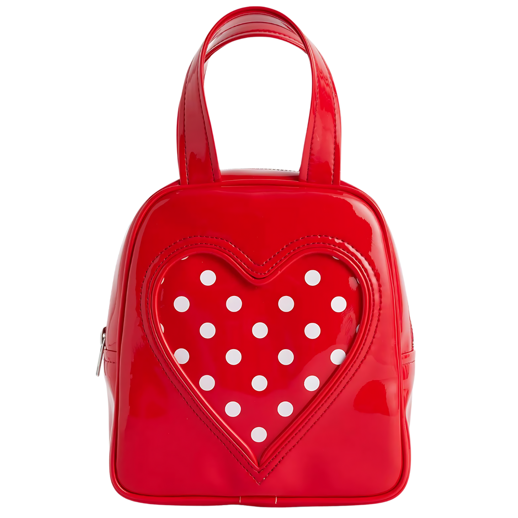 Comme Des Garcons Fiery Red Heart-Embellished Women's Bag