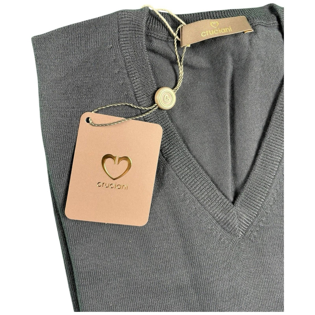 Cruciani Long Sleeve Grey V Neck Sweater