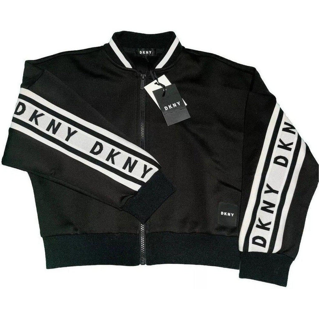 DKNY Kids Black White Track Jacket Hoodie