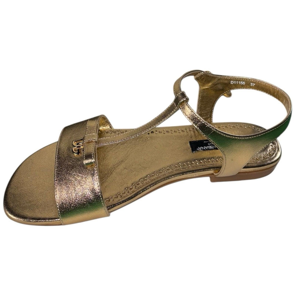 Dolce & Gabbana Girls Leather Sandals Gold