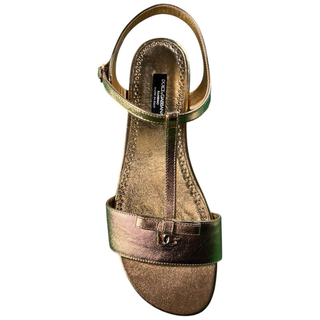 Dolce & Gabbana Girls Leather Sandals Gold