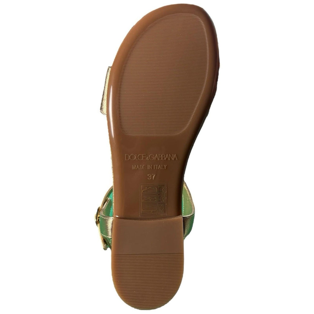 Dolce & Gabbana Girls Leather Sandals Gold