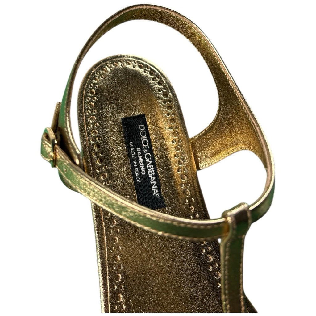 Dolce & Gabbana Girls Leather Sandals Gold