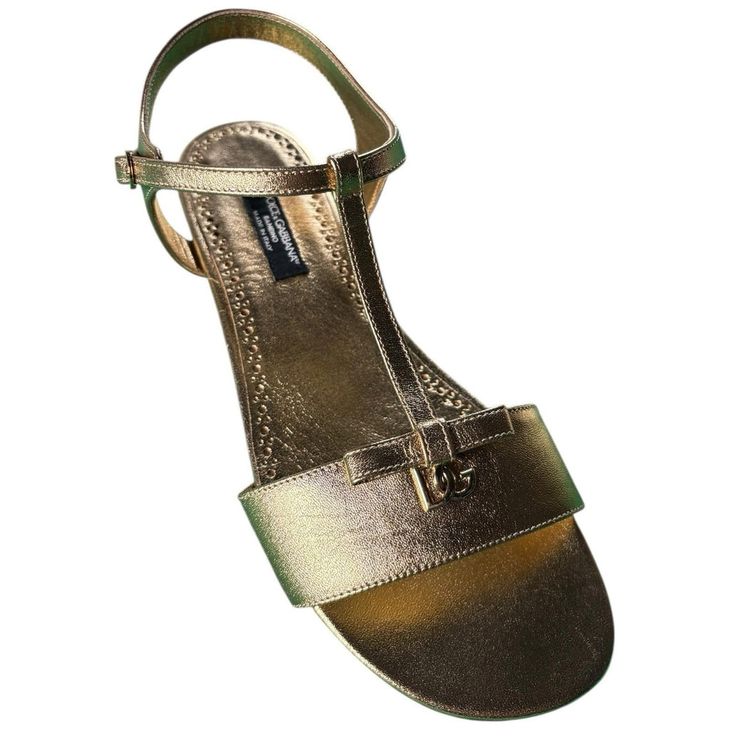 Dolce & Gabbana Girls Leather Sandals Gold