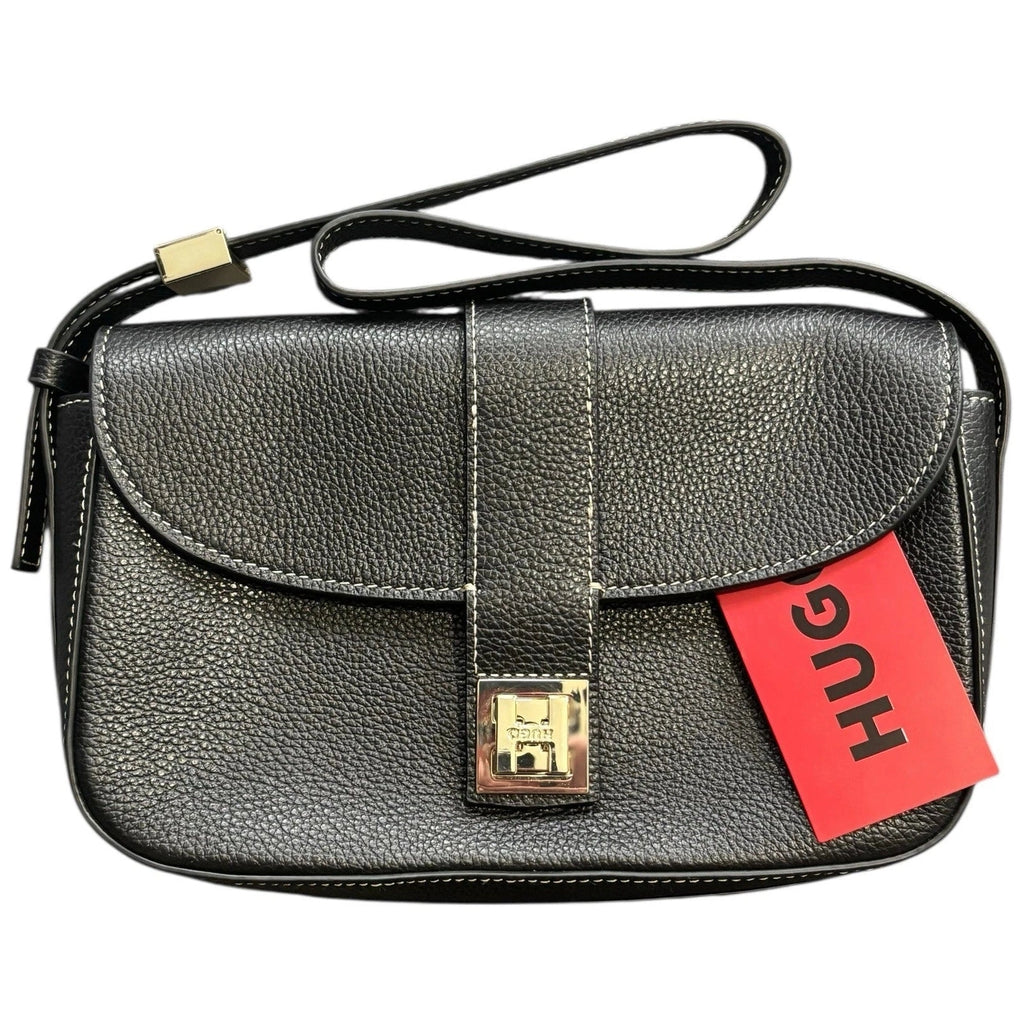 Hugo Black Leather Crossbody Buckle Bag