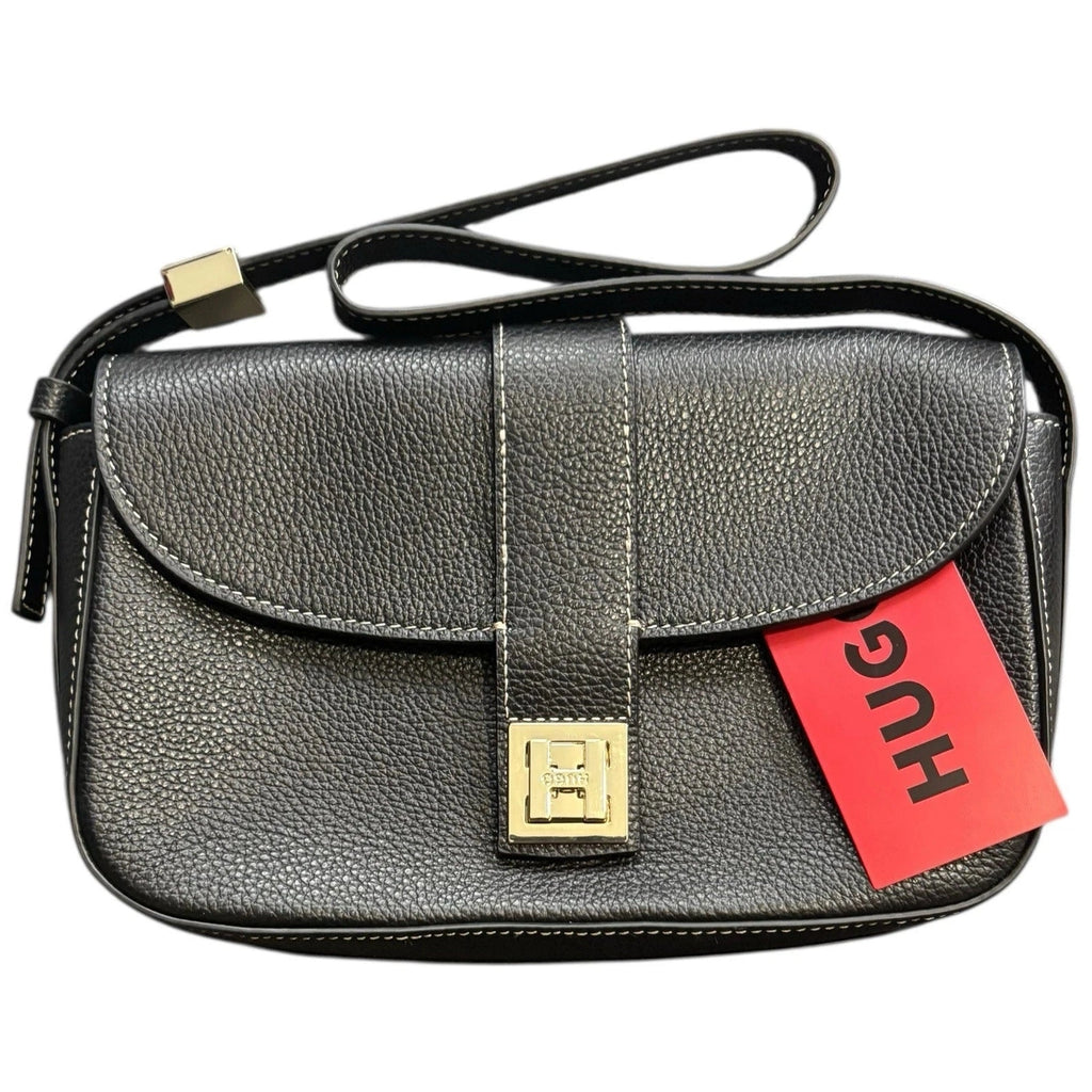 Hugo Black Leather Crossbody Buckle Bag