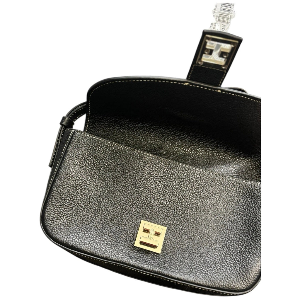 Hugo Black Leather Crossbody Buckle Bag