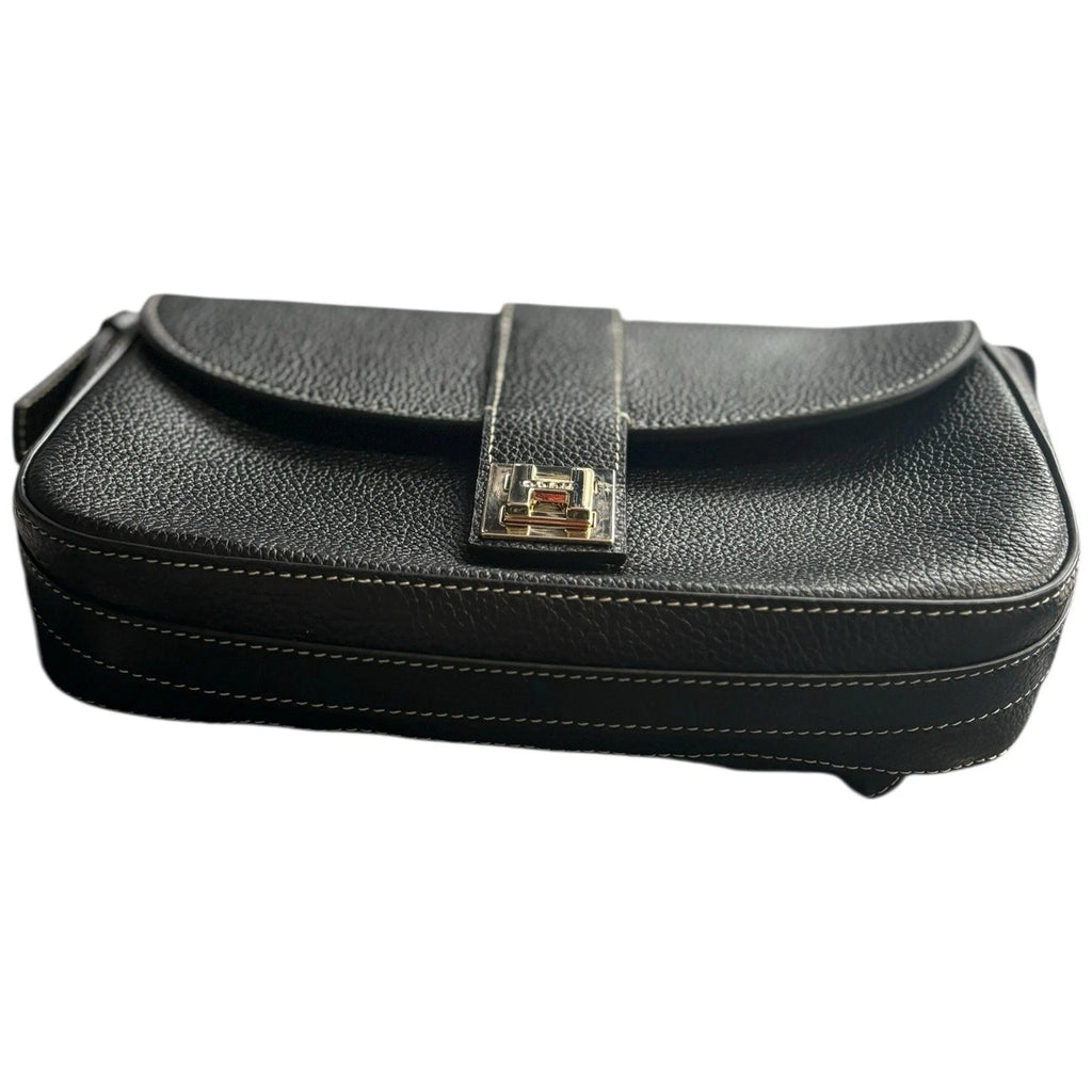 Hugo Black Leather Crossbody Buckle Bag