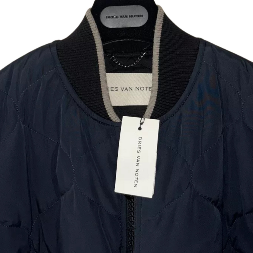 Dries Van Noten Navy Bomber Jacket Zipped Back