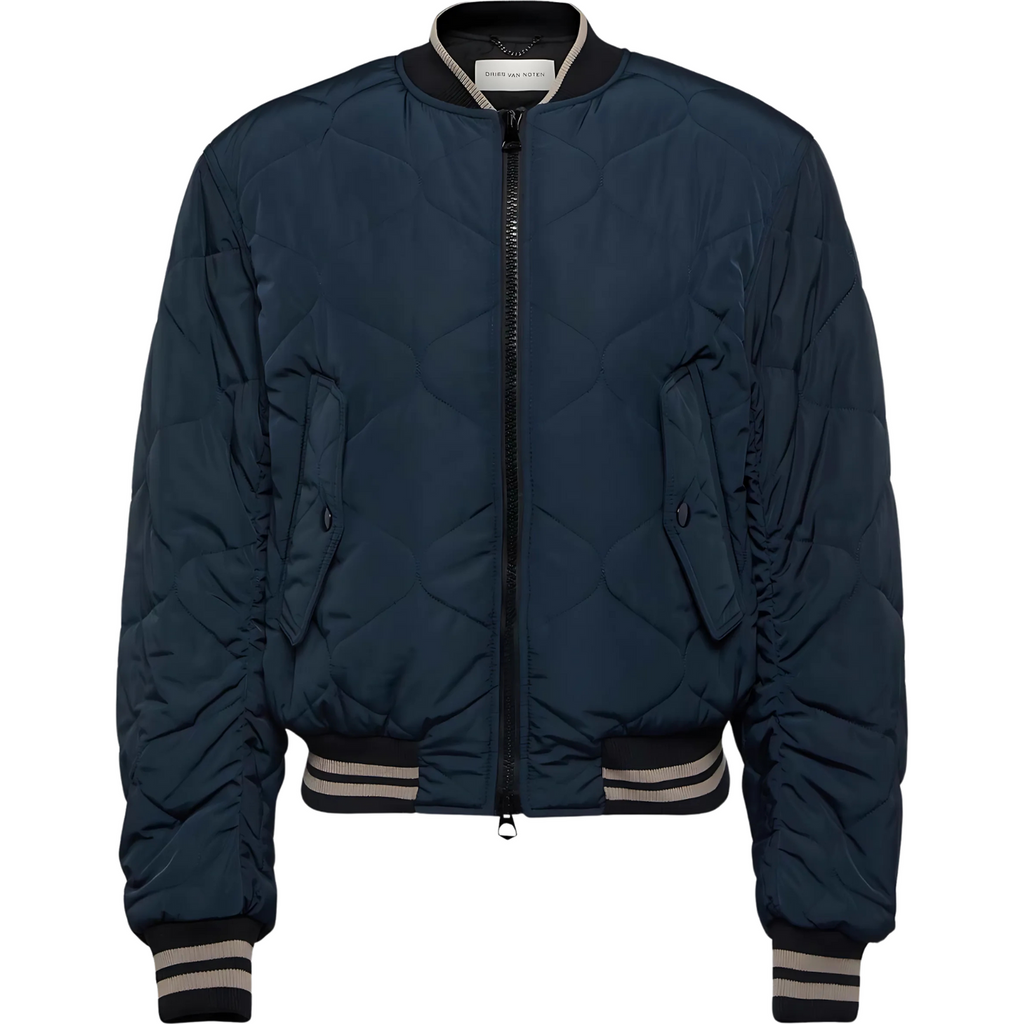 Dries Van Noten Navy Bomber Jacket Zipped Back