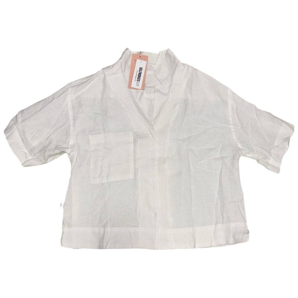Eberjey White Nightwear Pyjama Top Linen