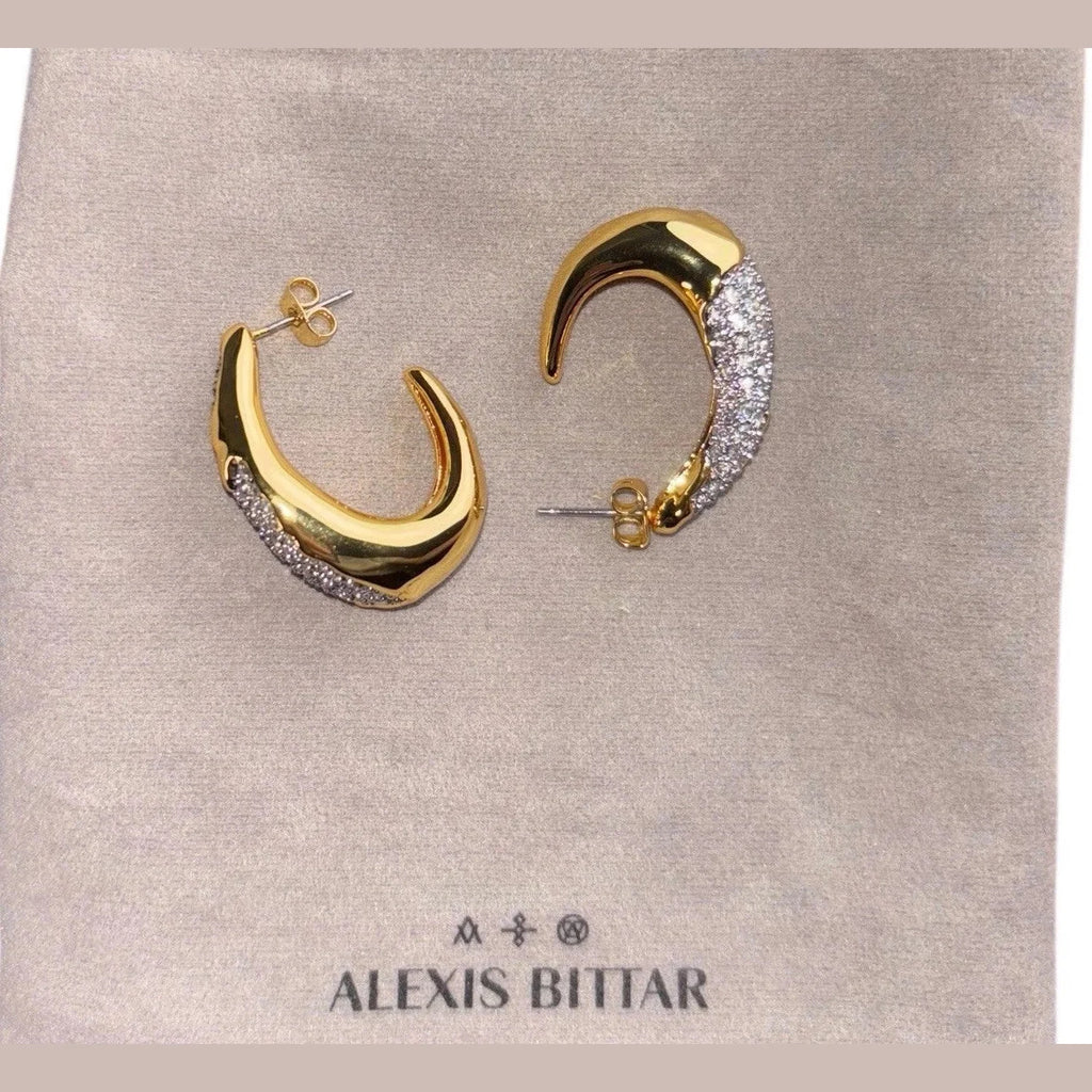 Alexis Bittar Gold Crystal Hoop Earrings