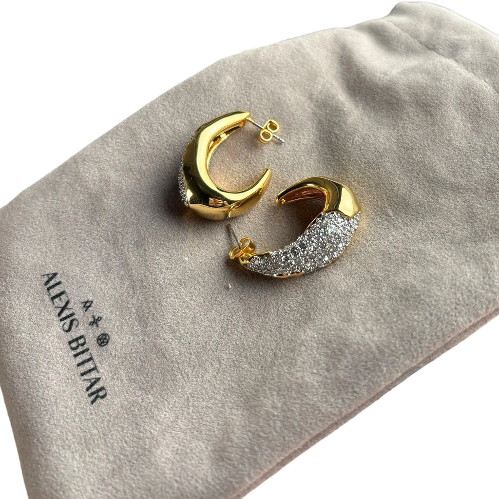 Alexis Bittar Gold Crystal Hoop Earrings