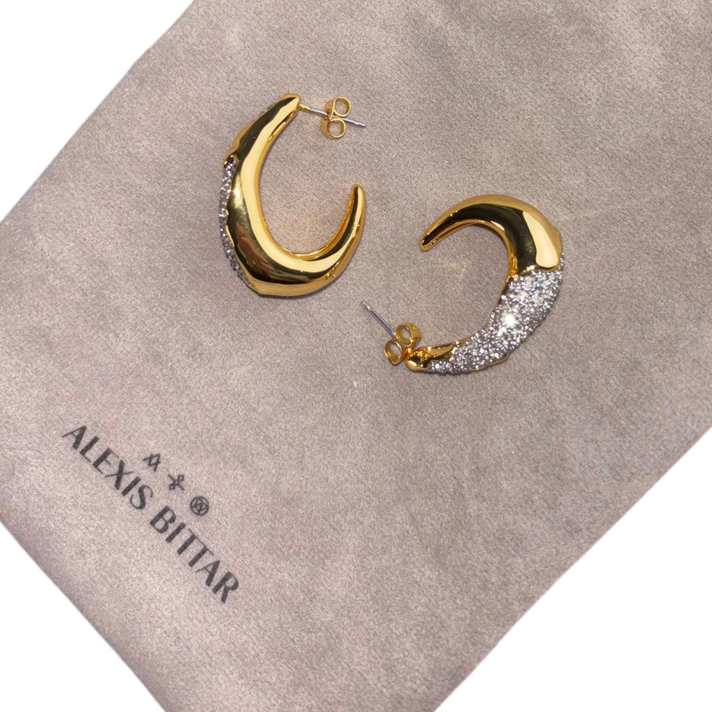 Alexis Bittar Gold Crystal Hoop Earrings