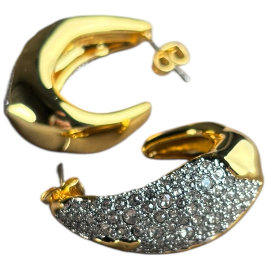 Alexis Bittar Gold Crystal Hoop Earrings