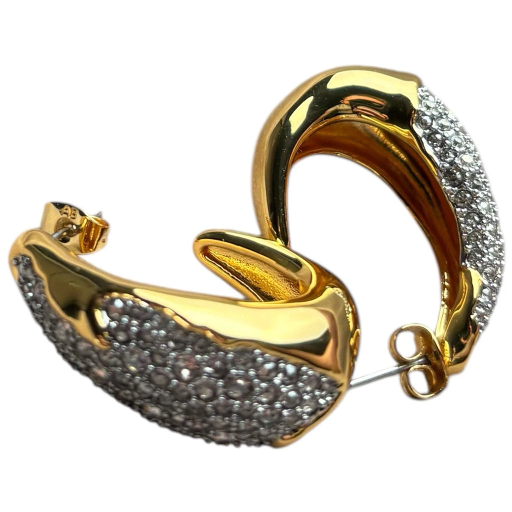 Alexis Bittar Gold Crystal Hoop Earrings