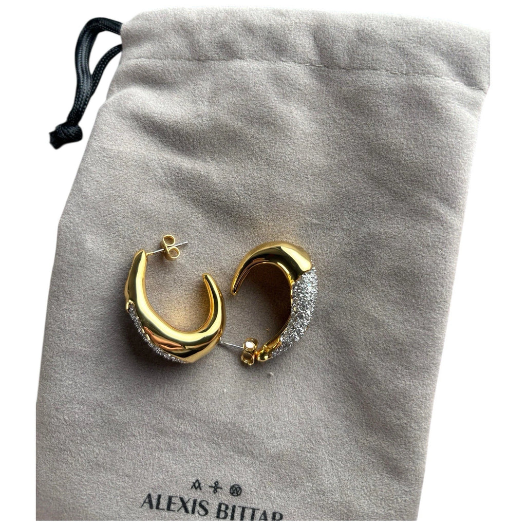 Alexis Bittar Gold Crystal Hoop Earrings