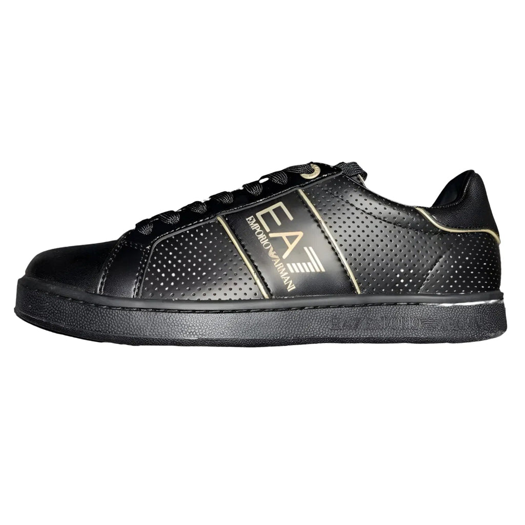 Emporio Armani Black Gold Classic Leather Men's Trainers