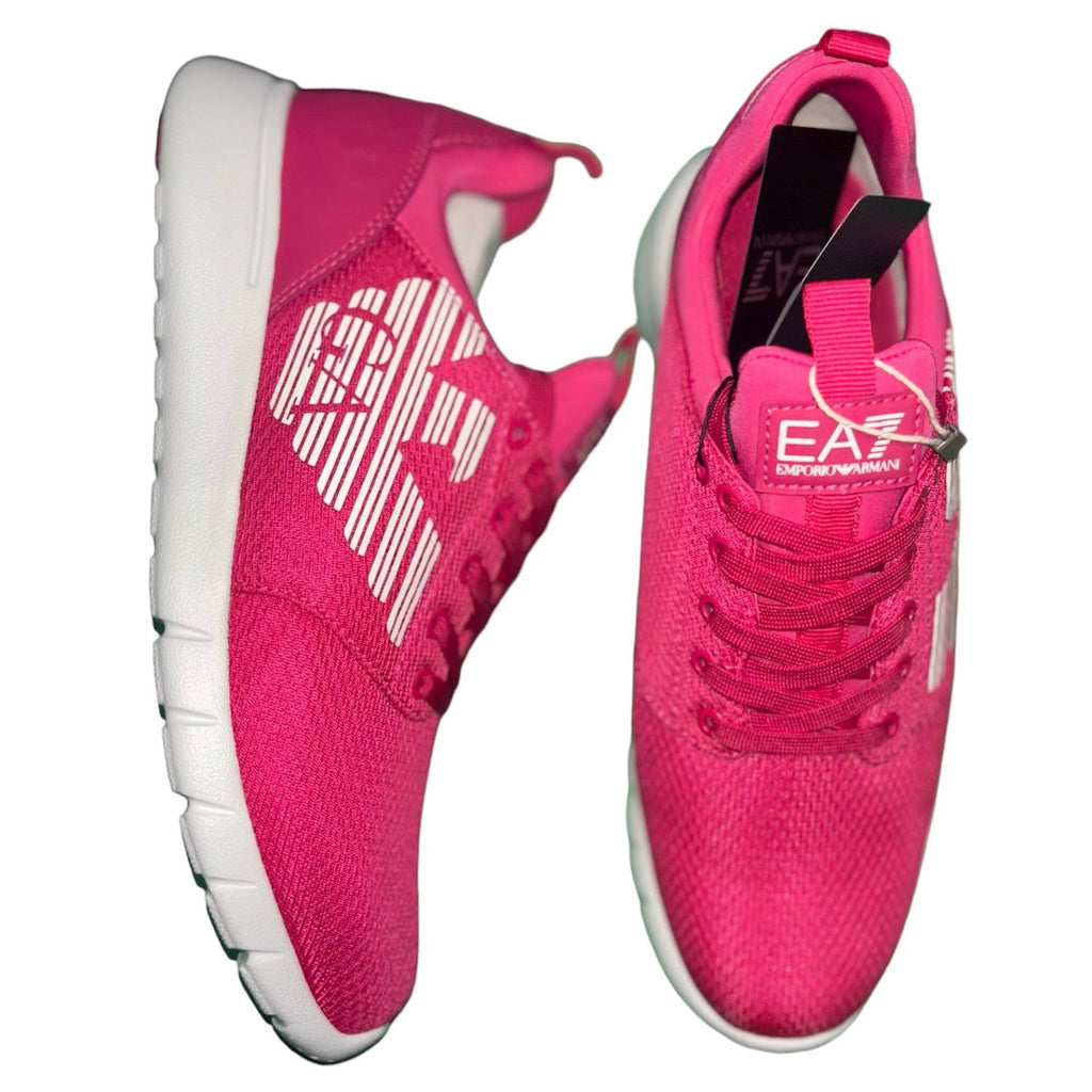 Emporio Armani EA7 Pink Knit Lace-Up Trainers