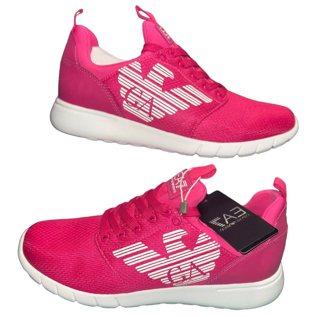 Emporio Armani EA7 Pink Knit Lace-Up Trainers