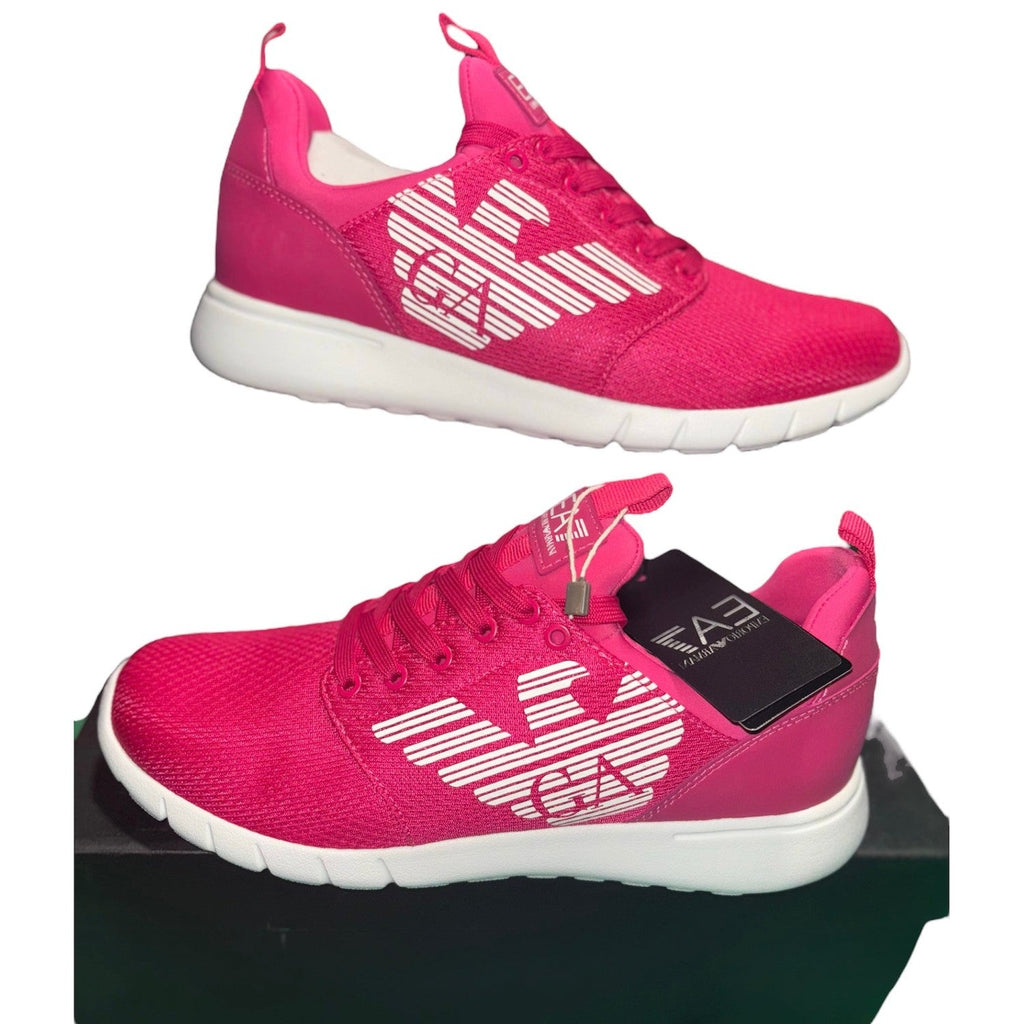 Emporio Armani EA7 Pink Knit Lace-Up Trainers