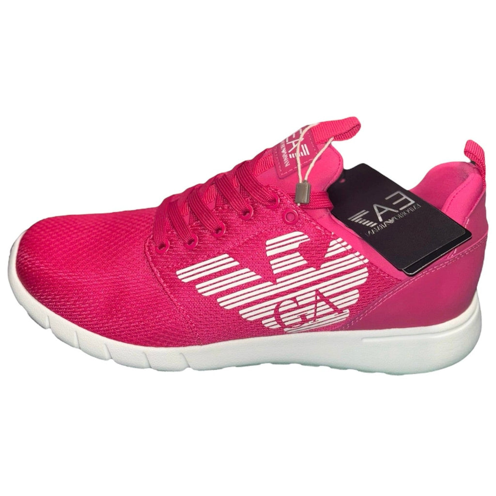 Emporio Armani EA7 Pink Knit Lace-Up Trainers