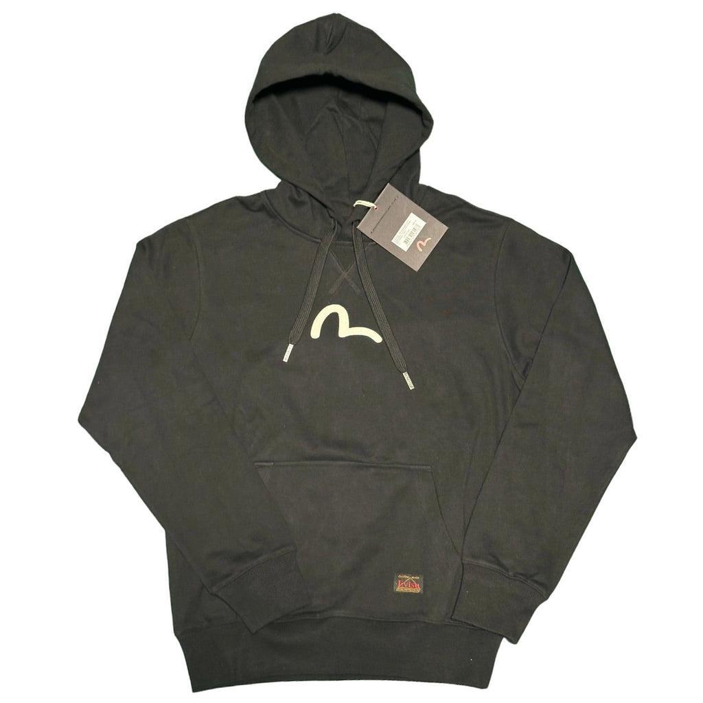 Evisu Heavy Cotton Seagull Logo Black Hoodie