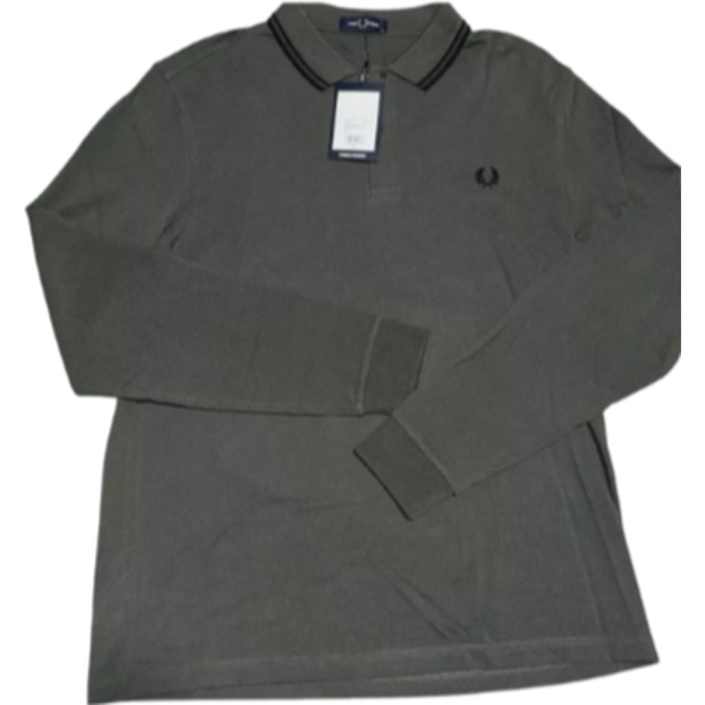 Fred Perry Long Sleeve Twin Tipped Khaki Men's Polo