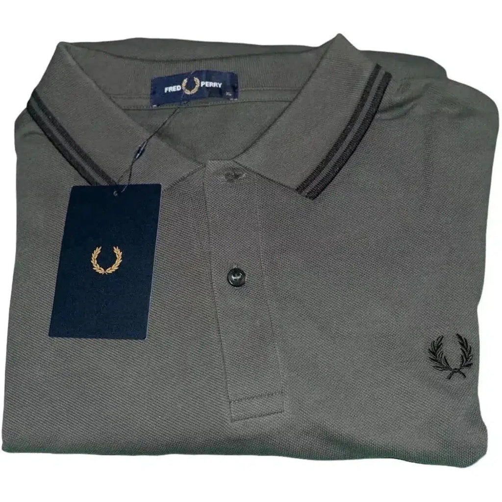 Fred Perry Long Sleeve Twin Tipped Khaki Men's Polo