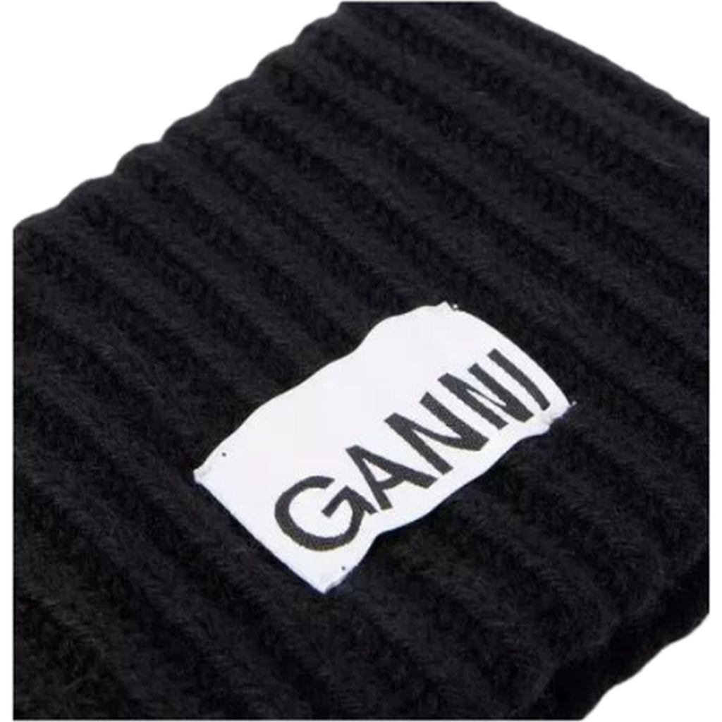 Ganni Ribbed Wool-Blend Women's Headband Black